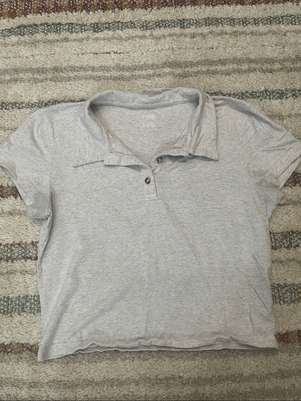PINK Victoria's Secret Light Heather oatmeal polo Polo Top
